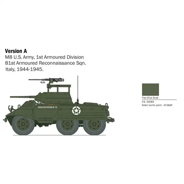 Italeri 1/56 M8/M20 tank maketa slika 3