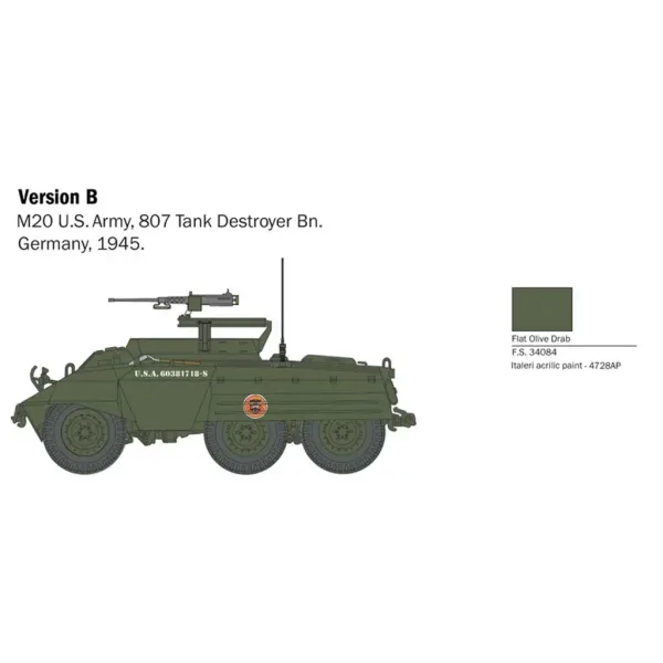 Italeri 1/56 M8/M20 tank maketa slika 4