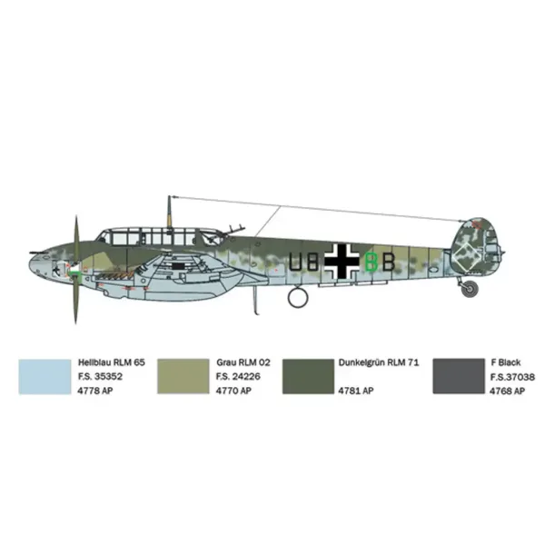 Italeri 1/72 Bf 110 C Zerstörer lovski letalski model slika 3