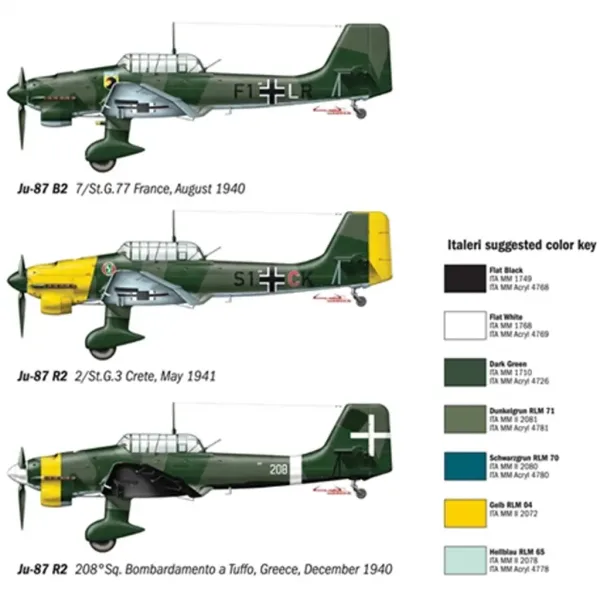 Italeri 1/72 Ju-87 B2/R2 Stuka potapljaški bombnik model letala slika 3