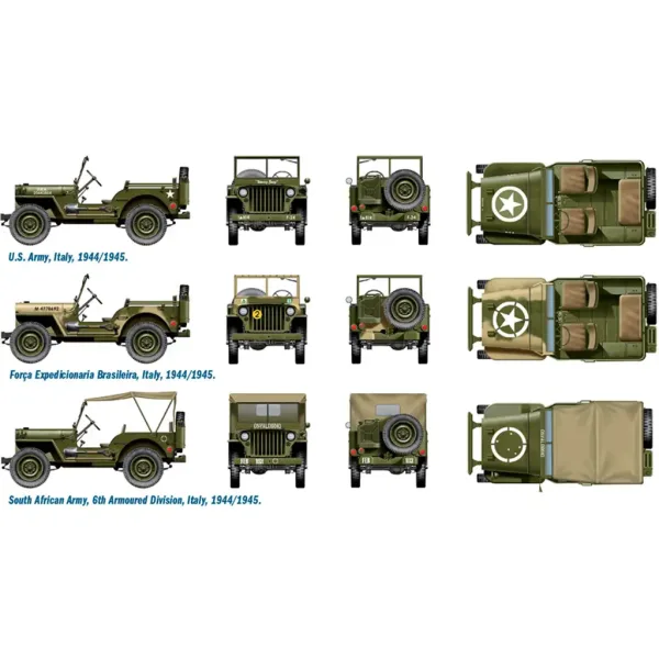 Italeri 1/72 Willys Jeep 1/4 ton 4x4 vojaška vozila 2-delni komplet maket slika 3