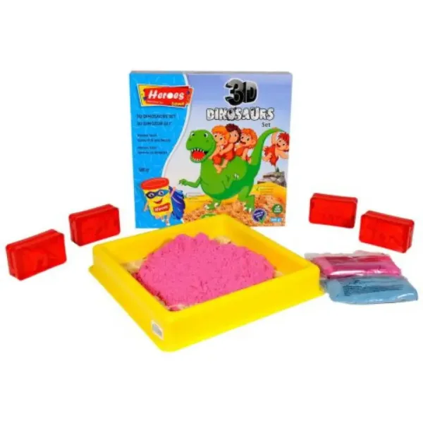 Kinetic Sand: Heros dinozavrski ali ponijev komplet s peskom in dodatki, 500 g slika 2