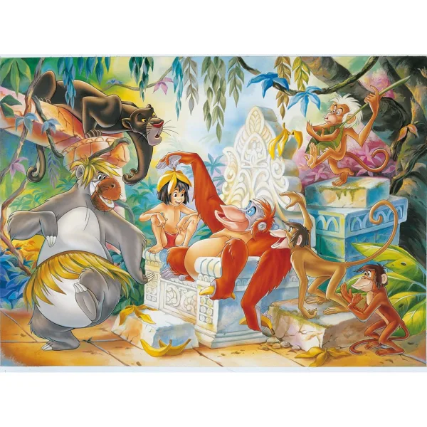 Knjiga o džungli 2 v 1, 108-delni puzzle in pobarvanka 50x35 cm – Lisciani slika 2