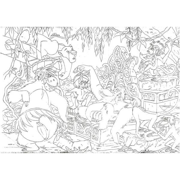 Knjiga o džungli 2 v 1, 108-delni puzzle in pobarvanka 50x35 cm – Lisciani slika 3