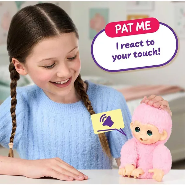 Little Live Pets: Mini Maki Luna Lemon interaktivna rožnata opica slika 4