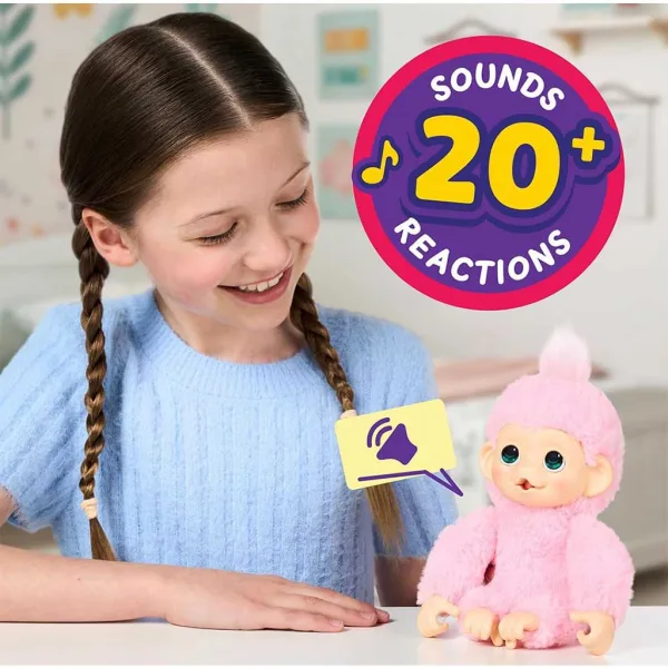 Little Live Pets: Mini Maki Luna Lemon interaktivna rožnata opica slika 5