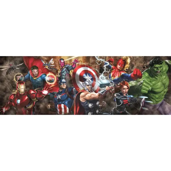 Marvel superjunaki 1000-delni panorama sestavljanka 98x33cm - Clementoni slika 2