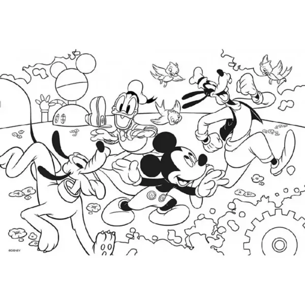 Miki Miška 2 v 1 maxi 4x48-delni puzzle in pobarvanka 35x25 cm - Lisciani slika 3
