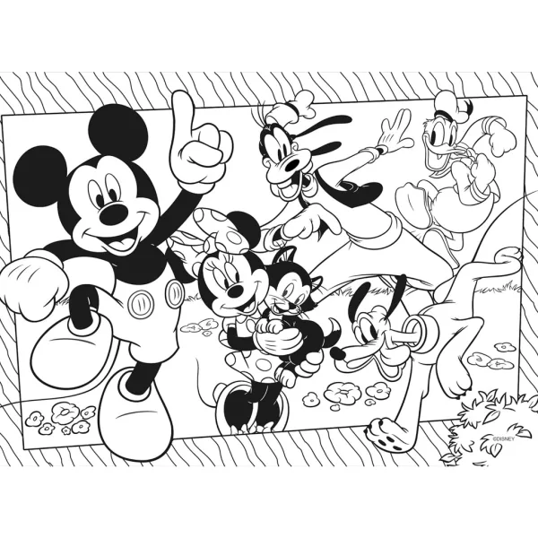 Miki Miška in prijatelji 2 v 1 60-delni Eco puzzle in pobarvanka 70x50 cm – Lisciani slika 3