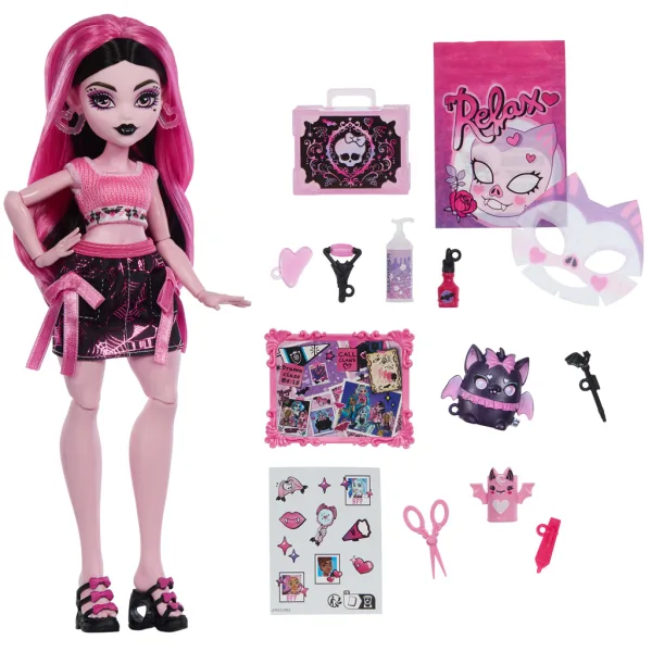 Monster High Nežnostrašna nega lutka Draculaura z dodatki - Mattel slika 3