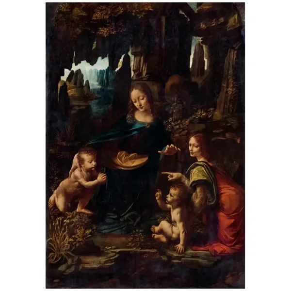 Muzejska zbirka: Leonardo da Vinci - Devica v skalovju 1000-delna sestavljanka s posterjem - Clementoni slika 2
