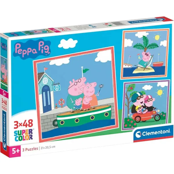 Peppa prašiček 3x48 kosov Supercolor sestavljanka - Clementoni slika 1
