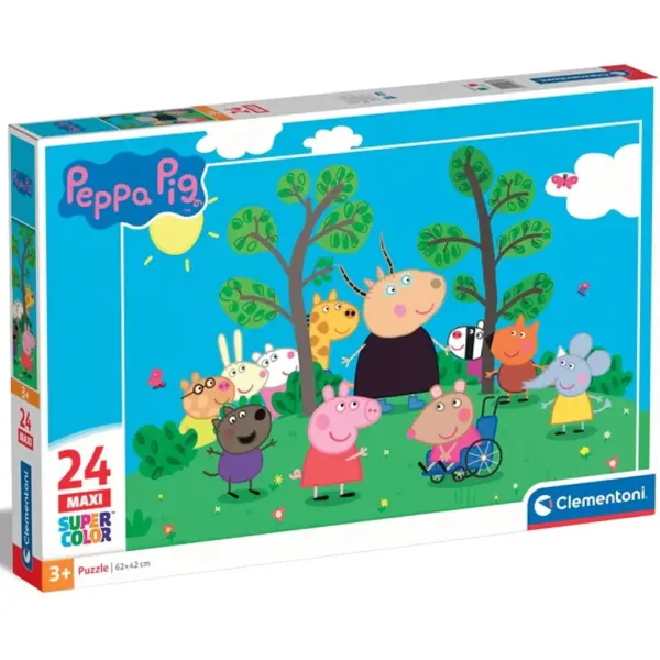Peppa pujsa in prijatelji 24-delna maxi supercolor sestavljanka - Clementoni slika 1