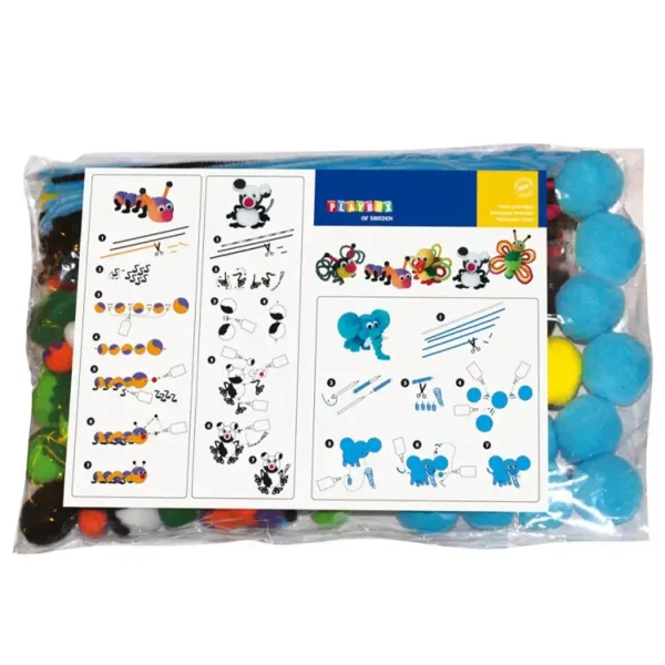 PlayBox: Barvni set pompomov z živalskimi motivi slika 2