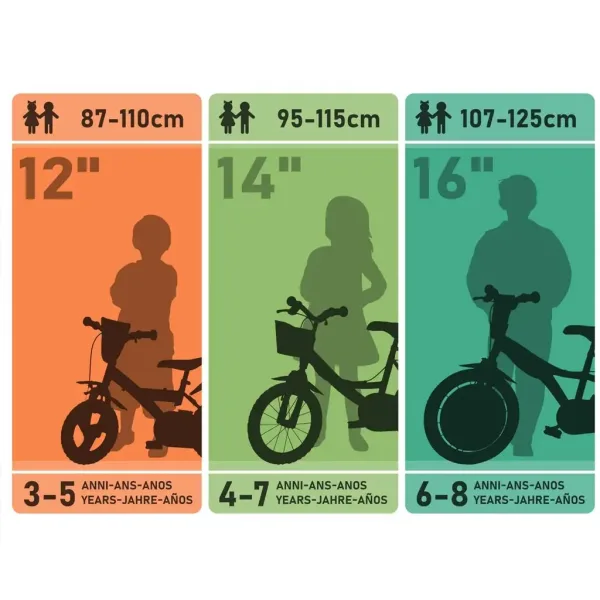 R88 otroško kolo 14” s držalom za bidon in pomožnimi kolesci v oranžno-črni barvi – Dino Bikes kolo slika 4