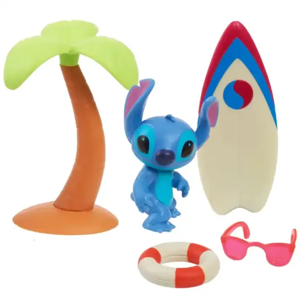Stitch figura s surf desko in palmovo drevo slika 2