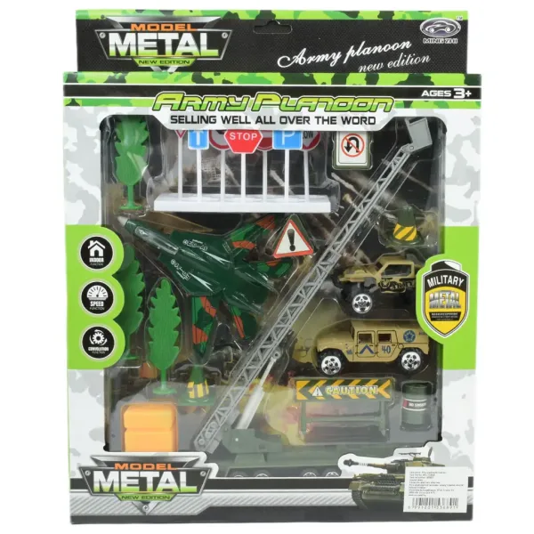 Super Army: Vojenská hračkárska sada s kovovými vozidlami a lietadlom s pružinovým mechanizmom v dvoch variantách slika 12