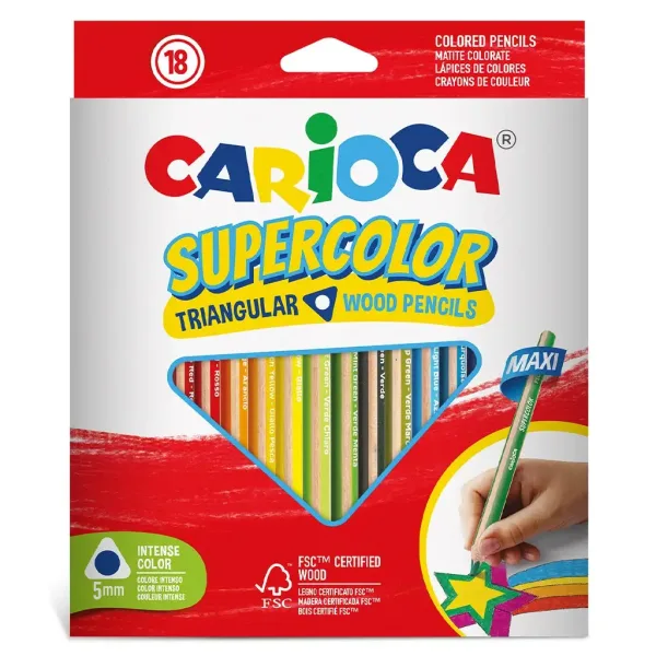 Supercolor trikotniški set 18 maxi barvic - Carioca slika 1