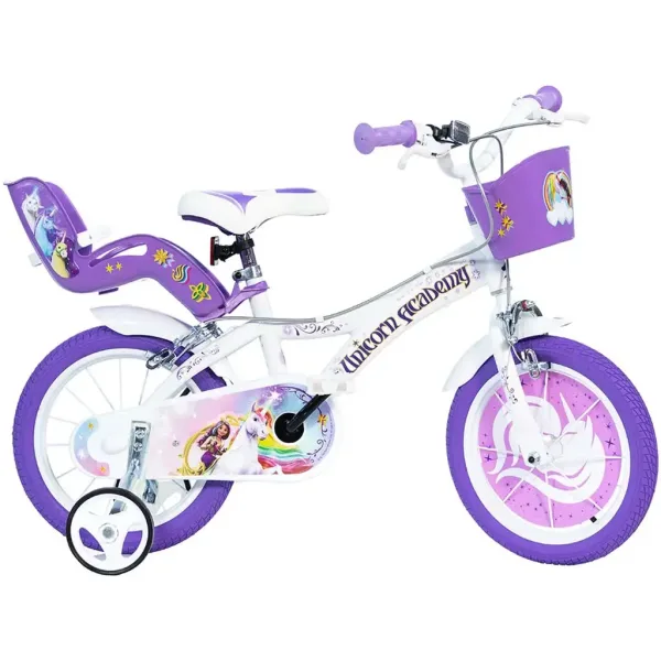 Unicorn Academy belo-vijolično kolo v velikosti 14 - Dino Bikes kolo slika 1