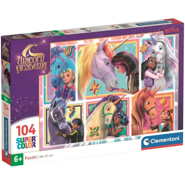 Unicorn Academy skupaj z enorogi 104-delni Supercolor puzzle - Clementoni slika 1