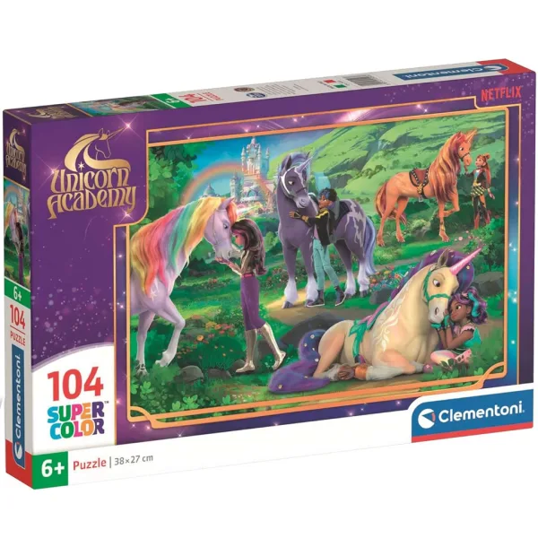 Unicorn Akademija mavrično prijateljstvo 104-delni Supercolor puzzle - Clementoni slika 1