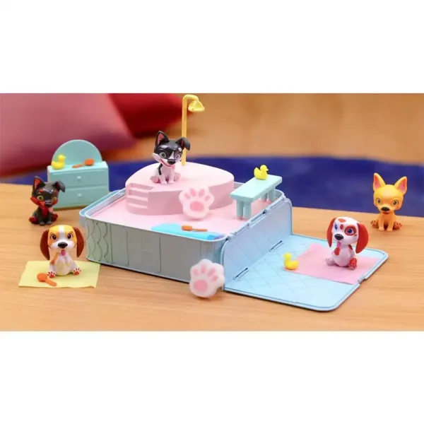 Washy Friends: Color Reveal plavalni 3 psički figurice z jacuzzijem in dodatki slika 4