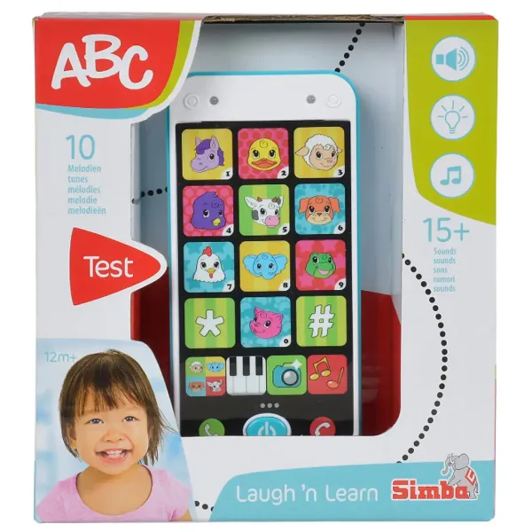 ABC pametni telefon v belo-modri barvi s svetlobnimi in zvočnimi učinki 13 cm - Simba Toys slika 2