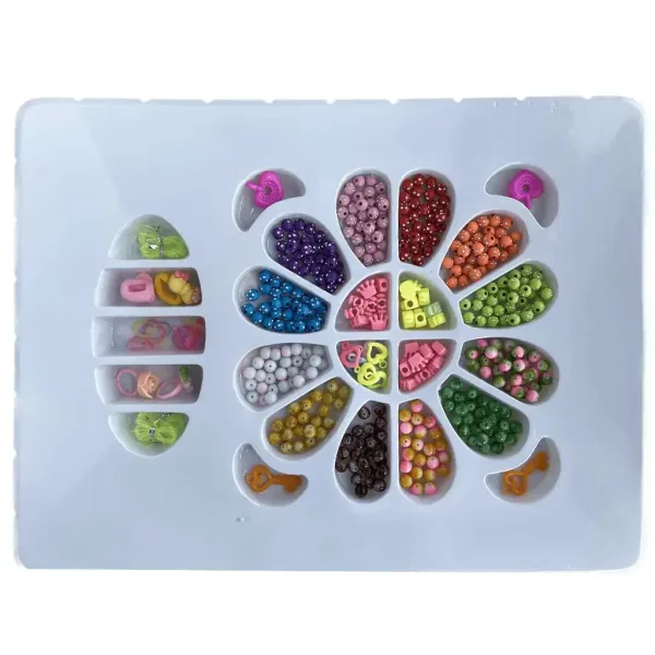 Beads Series: Set za izdelavo nakita s perlicami, elastiko za lase in obeskom, z 200+ perlicami slika 2