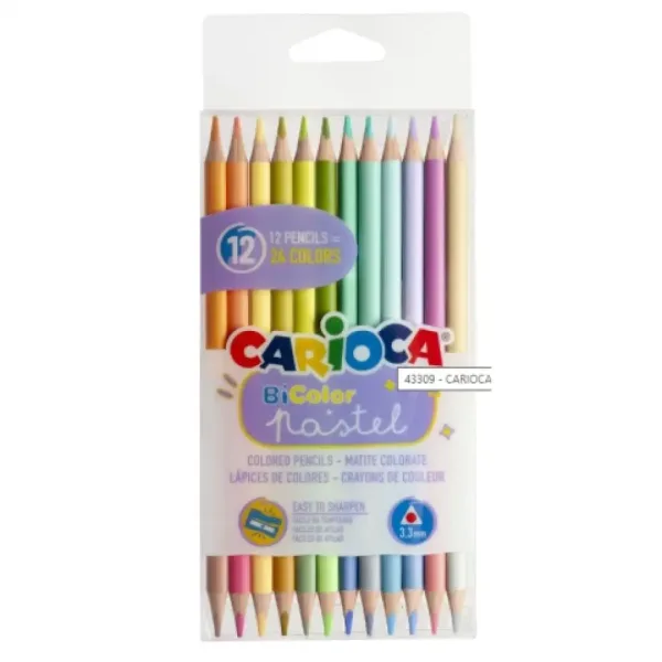 Bi-Color 12-delni komplet barvnih svinčnikov pastelnih barv z dvojno konico - Carioca slika 1