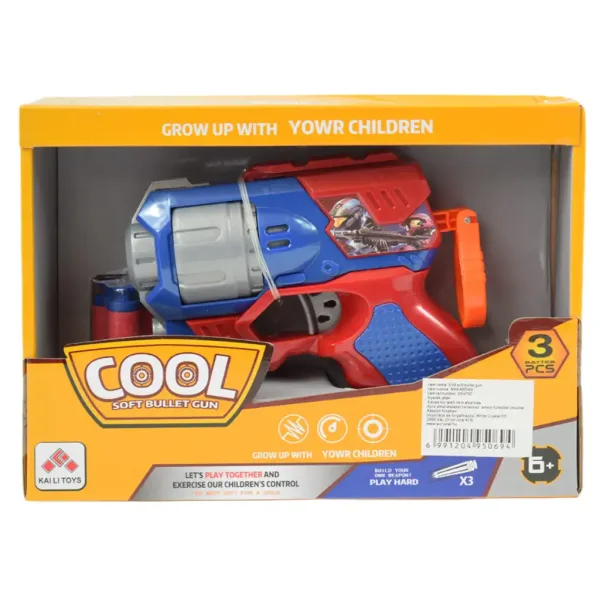 Cool Soft Bullet Gun: Manjše orožje za spužvaste naboje z naboji v modro-rdeči barvi 14 cm slika 6