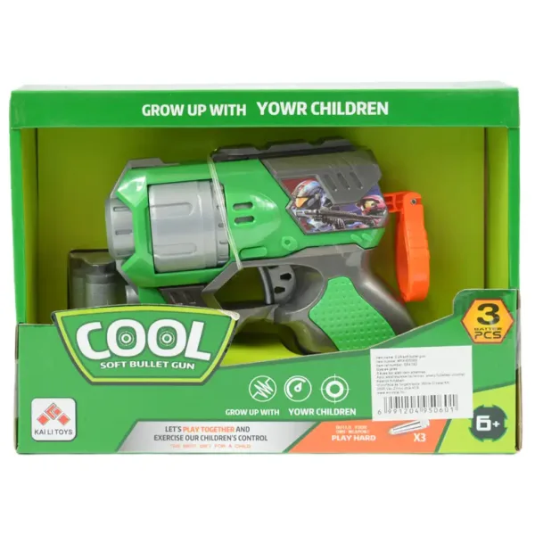 Cool Soft Bullet Gun: Manjše orožje za spužvaste naboje z naboji v zeleni barvi 14 cm slika 5