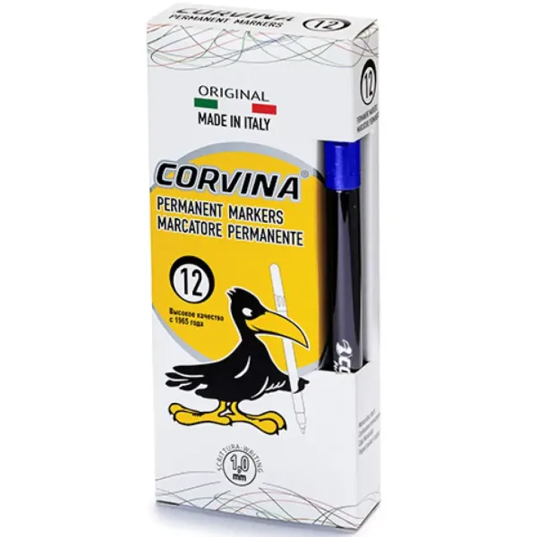 Corvina Permanent Tanki alkoholni flomaster modri 1mm - Carioca slika 1