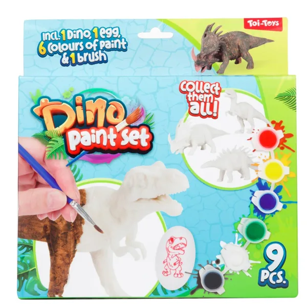 Dino Paint Set: Barvna figura dinozavra za barvanje s 9 barvami in čopičem slika 2
