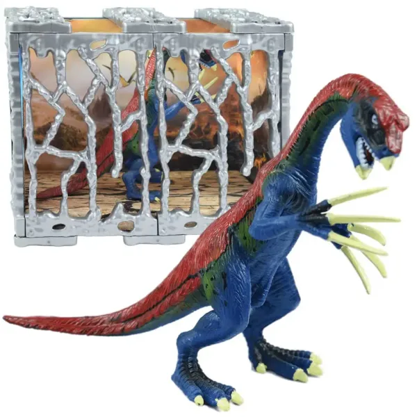 Dino World: S podrobnostmi bogato izdelana 20 cm velika figurica dinozavra Terizinozavra v kletki slika 2
