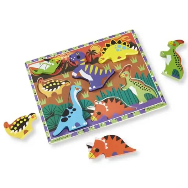Dinozavri enostavno prijemljiva lesena oblika puzzle - Melissa & Doug slika 3