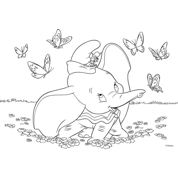 Disney Dumbo 2 v 1, maxi sestavljanka 35 delov in pobarvanka 70x50 cm - Lisciani slika 2