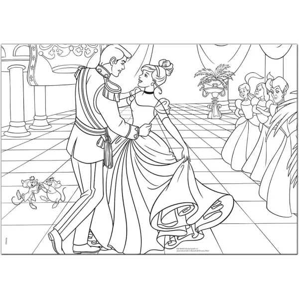 Disney Pepelka 2 v 1, maxi sestavljanka s 35 deli in pobarvanka 70x50 cm – Lisciani slika 2