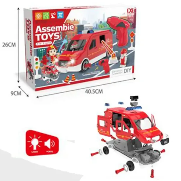 DIY Naredi si sam Sestavljivo gasilsko vozilo s svetlobnimi in zvočnimi efekti 63-delni komplet slika 2