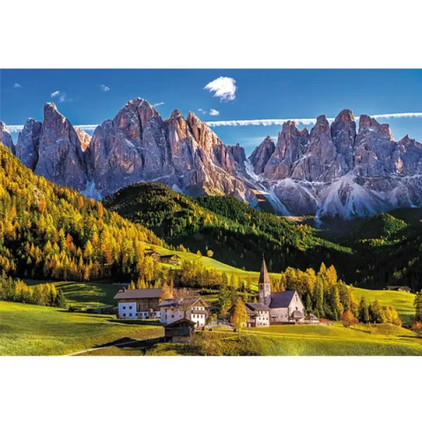 Dolina Val di Funes, Dolomiti - Italija 1500-delni puzzle -Trefl slika 2