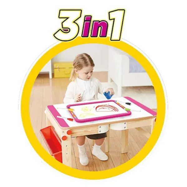 Dvostranska risalna tabla 3-v-1 v pink barvi 37x99cm slika 4