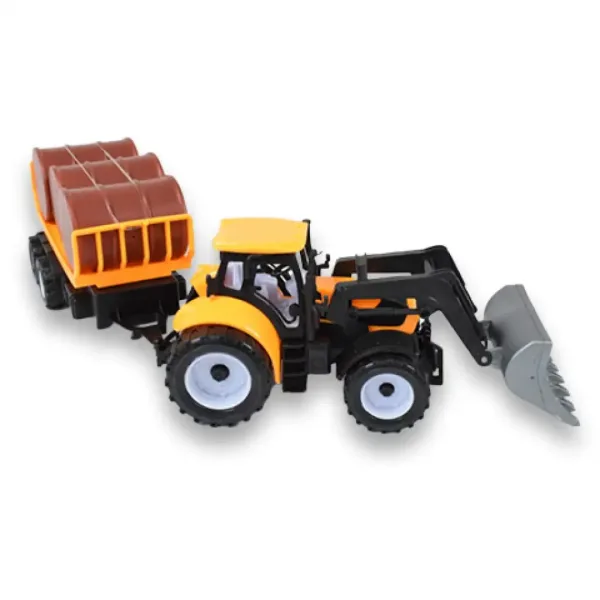 Engineering Truck: Traktor rovokopač s prikolico in sodi v več različicah 43 cm slika 3