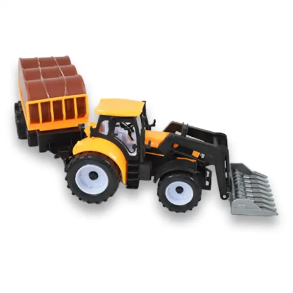 Engineering Truck: Traktor rovokopač s prikolico in sodi v več različicah 43 cm slika 4