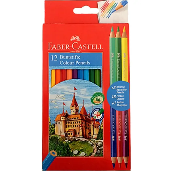 Faber-Castell: 12+3-delni komplet barvnih svinčnikov Bicolor slika 1