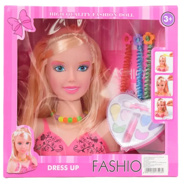 Fashion Girl: Svetlolasa glava lutka za delanje pričeske in česanje, s paleto ličil 21 cm slika 8