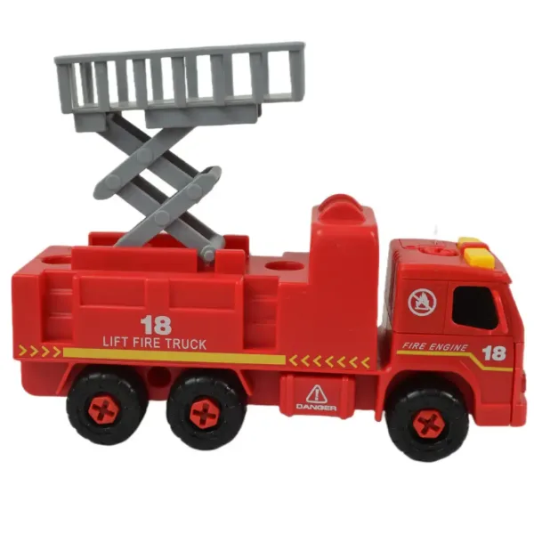 Fire Engine: Razstaljivo gasilsko vozilo z dvižno platformo, z orodjem in zvoki 20 cm slika 4