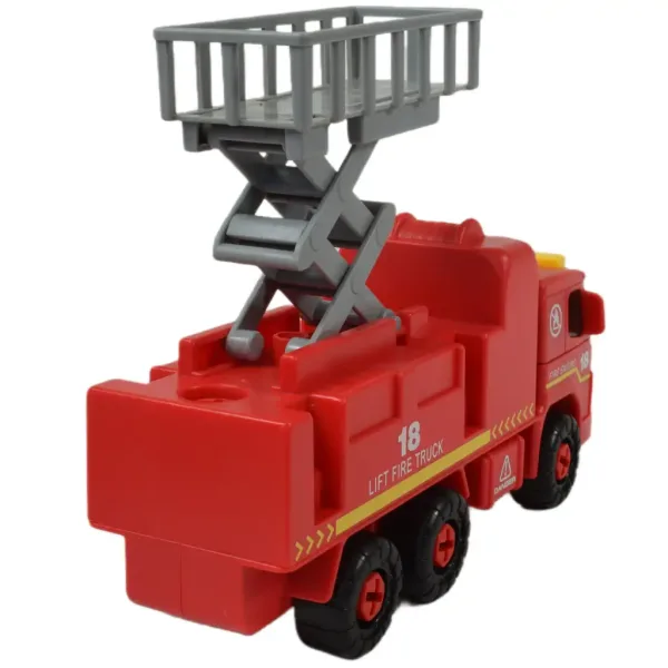 Fire Engine: Razstaljivo gasilsko vozilo z dvižno platformo, z orodjem in zvoki 20 cm slika 5