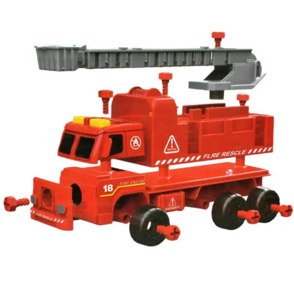 Fire Engine: Razstaljivo gasilsko vozilo z dvižno platformo, z orodjem in zvoki 20 cm slika 6