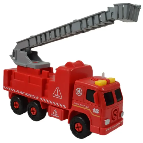 Fire Engine: Razstavljiv gasilski avtomobil z žerjavom, z orodjem in zvoki 20 cm slika 3