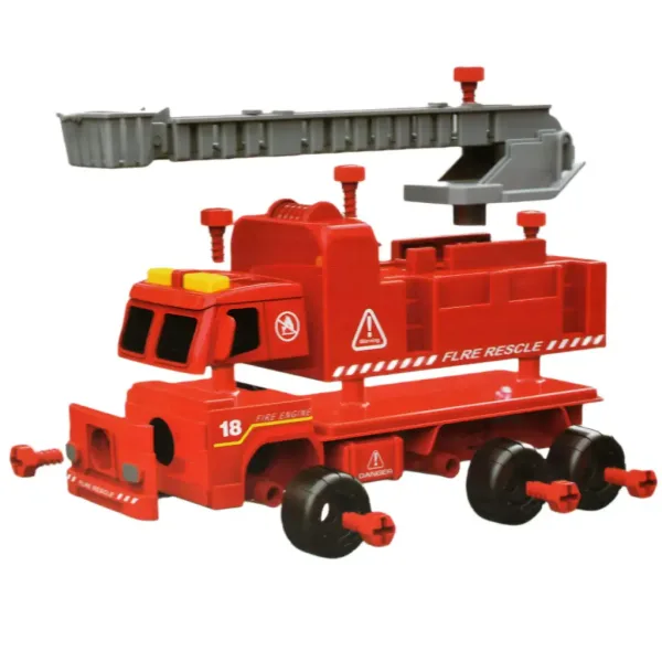 Fire Engine: Razstavljiv gasilski avtomobil z žerjavom, z orodjem in zvoki 20 cm slika 7
