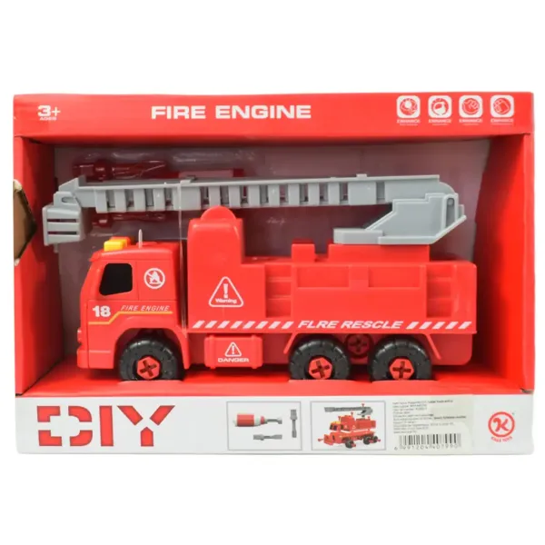 Fire Engine: Razstavljiv gasilski avtomobil z žerjavom, z orodjem in zvoki 20 cm slika 8